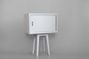 Abat-jour Solitude 1950s bedside table transformed into light installation handmade in Italy by Manoteca.