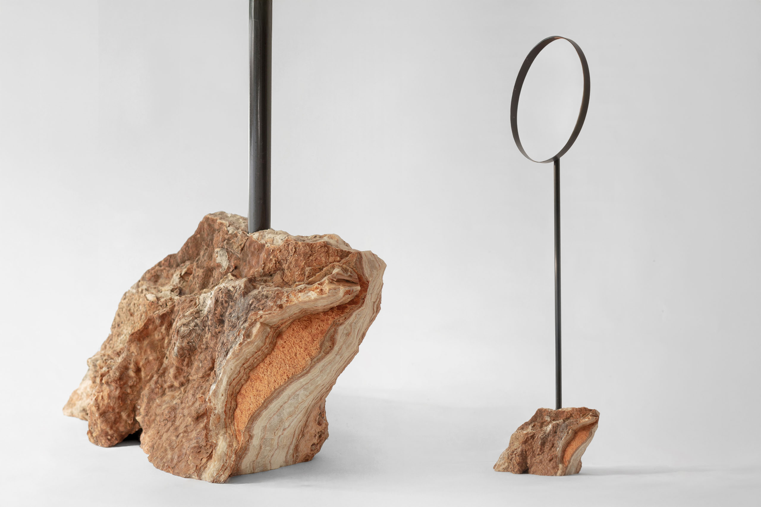 floor standing mirror with red marble base